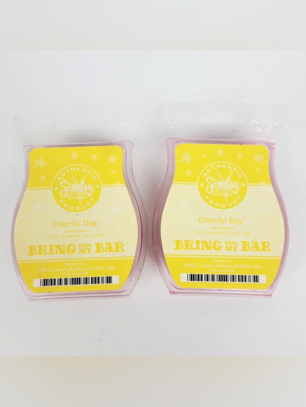 Scentsy Bar Cheerful Day~Bring Back My Bar 3.2 oz~Citrus Floral Blend~Lot of 2